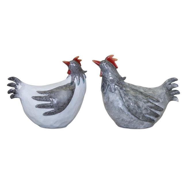Rooster (Set of 2) 8.25"L x 4.75"H, 9.25"L x 5"H Resin