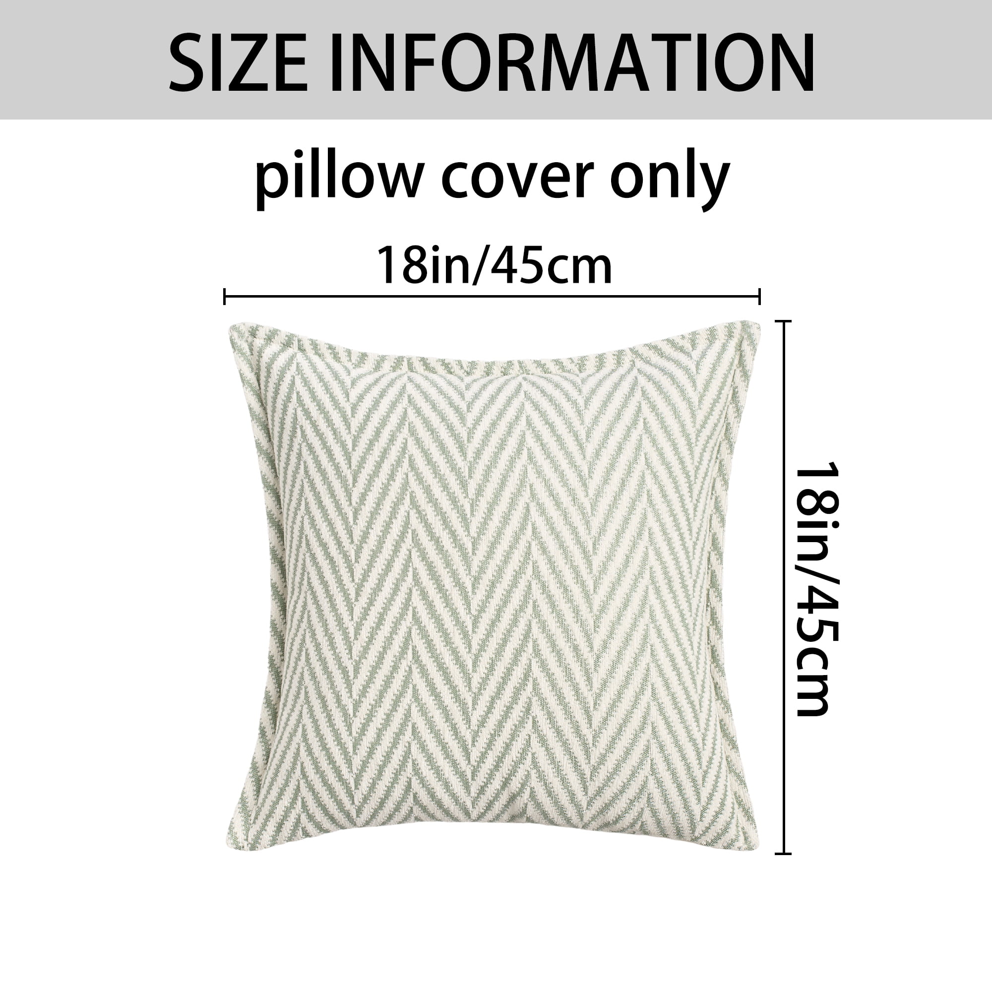 Unique Bargains Pack of 2 Chenille Soft Striped Modern Throw Pillow Covers White Green