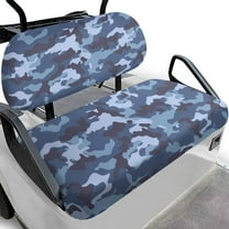 POLERO Blue Camo Print Golf Cart Seat Covers and Backrest Cover, Universal Club Car Seat Covers for Ezgo Seats Golf Carts, Breathable Bench Cushion Cover
