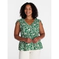 thumbnail image 2 of Time and Tru Women's Ruched Tie Shoulder Top, Sizes XS-XXXL, 2 of 6