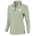 thumbnail image 2 of Women's Heathered Green Michigan State Spartans Peached Marled Yarn Quarter-Zip Pullover Jacket, 2 of 3