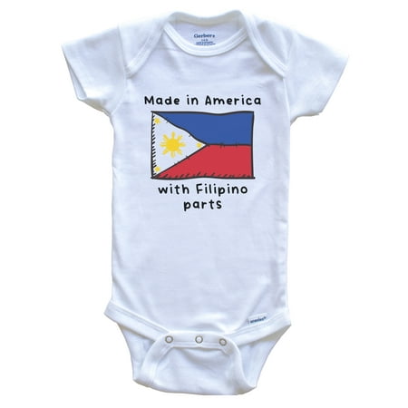 

Made In America With Filipino Parts Philippines Flag Baby Bodysuit