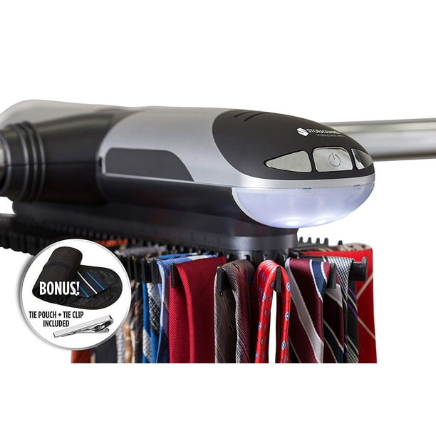 StorageMaid Motorized Tie Rack Organizer for Closet with LED Lights