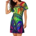 thumbnail image 2 of Wukai Pride Rainbow Print Women's Loose Short Sleeve Nightgown, Soft Sleep Dress for Comfortable Relaxation, Casual Lounge Wear, 2 of 6