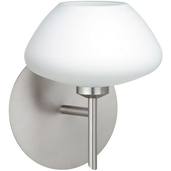 1SW-541007-LED-SN Besa Lighting Peri-One Light Mini Wall Sconce-5.38 Inches Wide by 6.4 Inches High-Satin Nickel Finish-Opal Matte Glass Color-LED