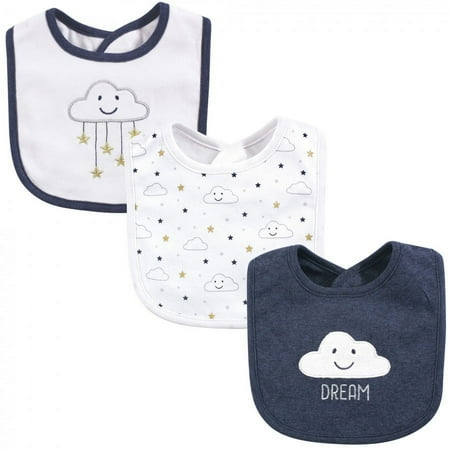 UPC: 0660168560282 | Hudson Baby Infant Boy Cotton Bibs 3pk  Navy Cloud  One Size