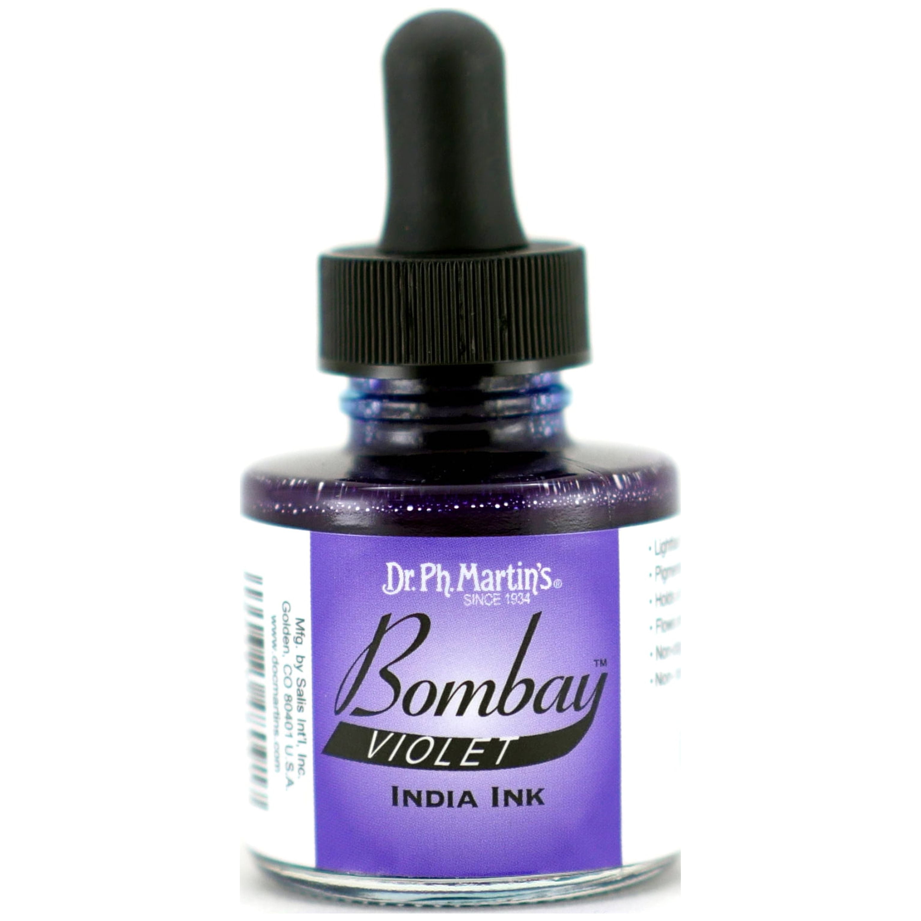 Tinta India Black Star Hi-Carb Dr. Ph. Martin's - 1 Onza, Negra, Archivable Y Resistente A La Luz