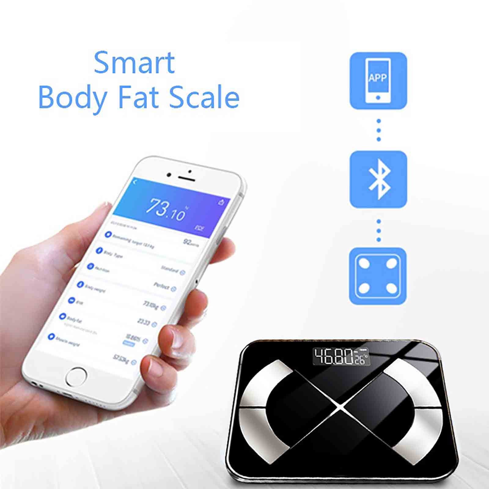 AZXY Body Fat Scale,Smart Scale with Bluetooth,Body Composition Scales for Body Weight 500lbs,LED Bathroom Digital Scales with Bluetooth on Clearance,Black