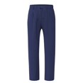 thumbnail image 2 of Men's Linen Blend Drawstring Casual Pants Dark Blue M, 2 of 6