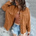 thumbnail image 2 of TAIAOJING Women's Fashion Coat Solid Corduroy Buttoned Cardigan Loose Shirt Jacket With Pockets, 2 of 5