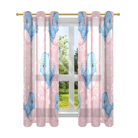 BZSMCE Window Curtain Panels Fashion Whimsical Winter Blues Printed 63x42in/63x52in