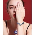 thumbnail image 3 of Pulseras contra el mal de ojo, pulseras con cuentas de Fátima y mano de Hamsa, pulsera de protección con amuleto elástico de ojo azul, 2 uds., 3 of 5