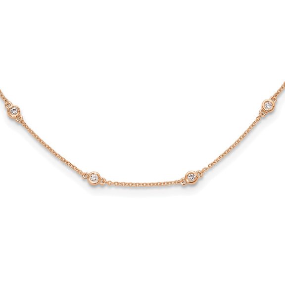 Auriga Fine Jewelry 14K Rose Gold 1.8 mm Lab Grown Diamond 16 Station Necklace for Women 16"