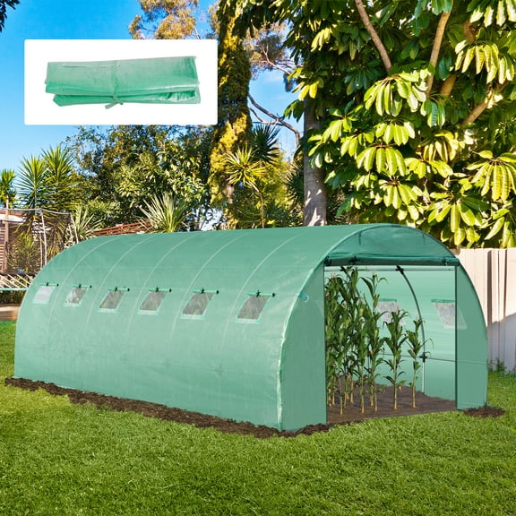 Outsunny 19.7' x 9.8' x 6.6' Greenhouse Cover Replacement, Green