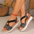 thumbnail image 5 of HomeDM Women's Wedge Sandals Espadrilles Platform Open Toe Ankle Strap Comfort Wedges Heels Summer Beach Shoes, Black Size 5.5, 5 of 9