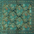 thumbnail image 1 of Ahgly Company Machine Washable Indoor Square Persian Turquoise Blue Traditional Area Rugs, 6' Square, 1 of 4