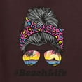thumbnail image 2 of Messy Bun BeachLife | Cool Neon Leopard Print Bandana | Sunglasses Vaction Beach Paradise Fashion Unisex Hoodie Sweatshirt, Brown, 2XL, 2 of 5