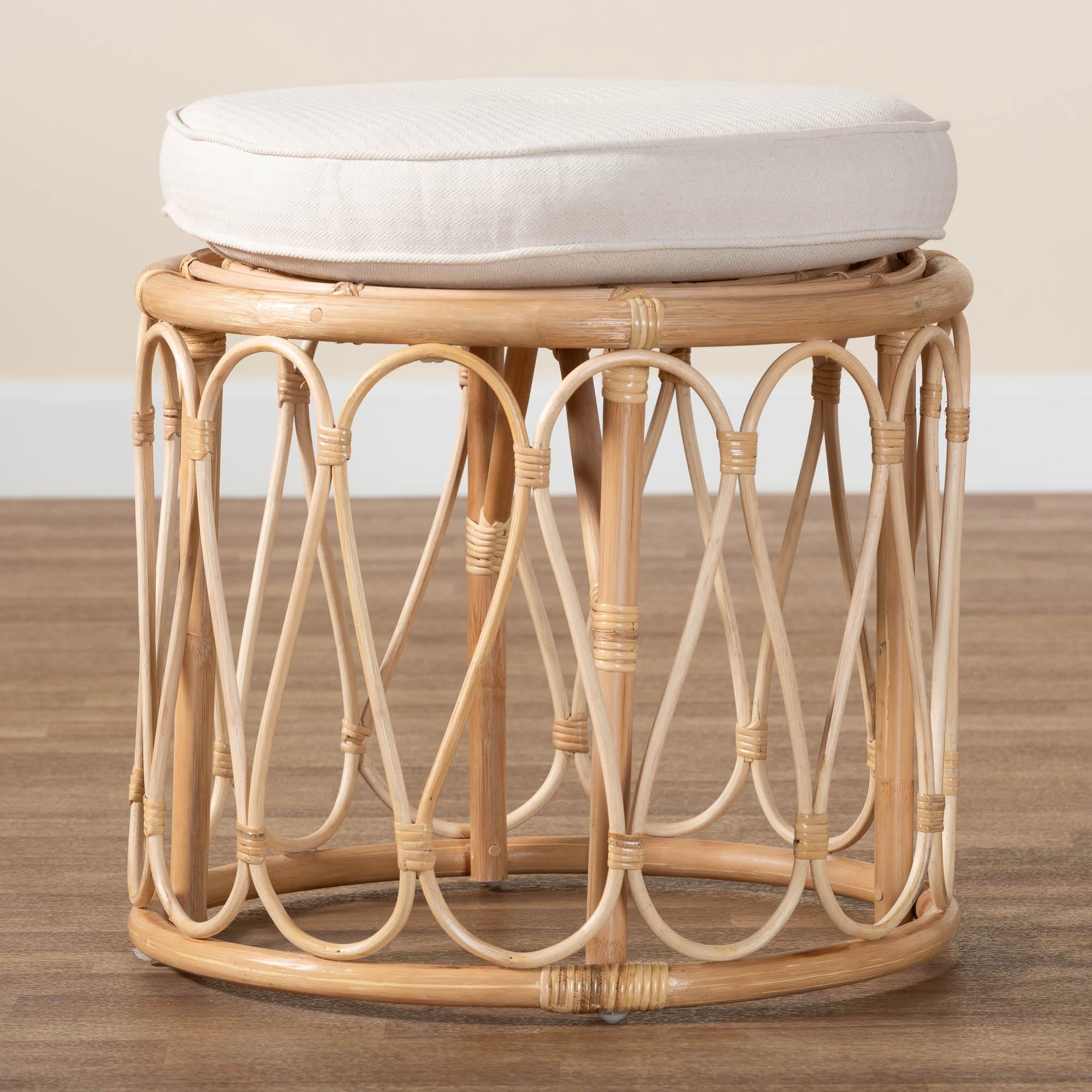 bali & pari Hachiro Boho Ottoman Footstool, Natural Rattan, Natural