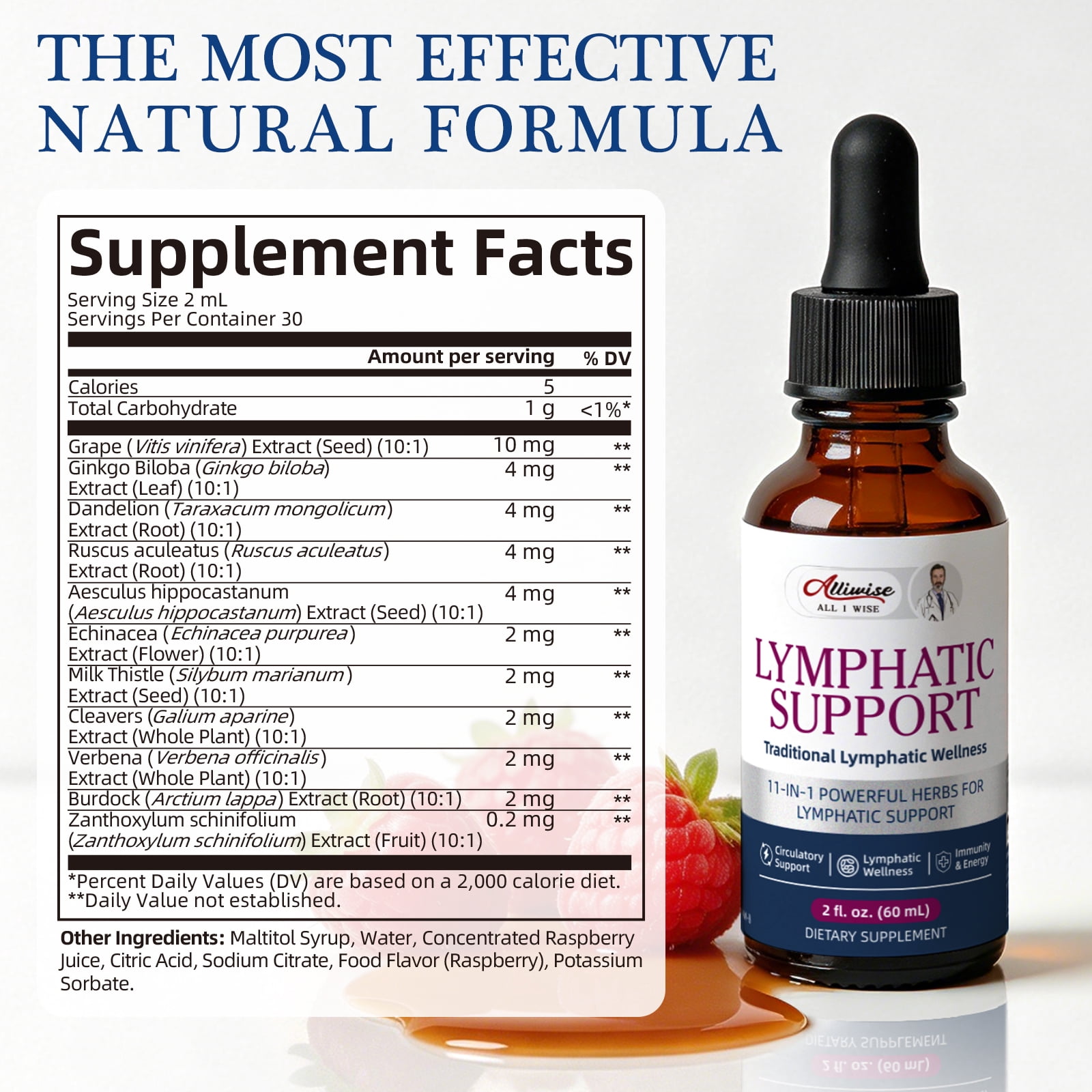 Lymphatic Drainage Drops - Immune & Lymph System Support - Lymphatic Cleanse with Echinacea & Dandelion - 2 fl oz