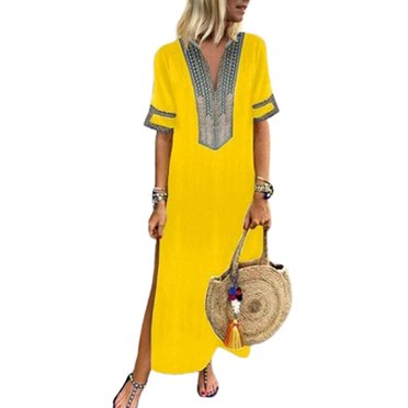 Women Short Sleeve Polka Dot Striped Summer Midi Dress Plus Size Casual ...