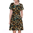 thumbnail image 1 of Disketp Teal Leopard para Vestido de Manga Corta para Mujeres, Vestidos de Verano para Mujeres, Casual y Holgado para la Playa, 1 of 6