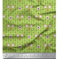 thumbnail image 1 of Soimoi Green Poly Georgette Fabric Geometric,Anemone & Hand Mirror Vintage Printed Fabric 1 Yard 52 Inch Wide, 1 of 3