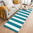 thumbnail image 2 of Teal Striped Large Area Rugs for Bedroom Living Room, Soft Non Slip Carpet Bedside Rug, Simple Art Vertical Stripe Farmhouse Rectangular Floor Cover Kitchen Accent Rug 2'x6' for Dining Room/Office, 2 of 9