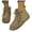 Khaki, variant on Suede Snow Boots for Women High Top Lace up Fuzzy Loafers Stitching Round Toe Winter Flat Ankle Booties
