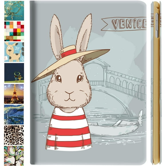 iPad 7th 8th 9th Gen 2019 / 2020 / 2021-10.2 Inch [iPad 9 8 7 ] A2602 A2270 A2197 MW762LL/A MW742LL/A MYLC2LL/A MYL92LL/A MYLA2LL/A MK2K3LL/A MK2L3LL/A Printed PU Leather Folio Cover - Bunny Hat