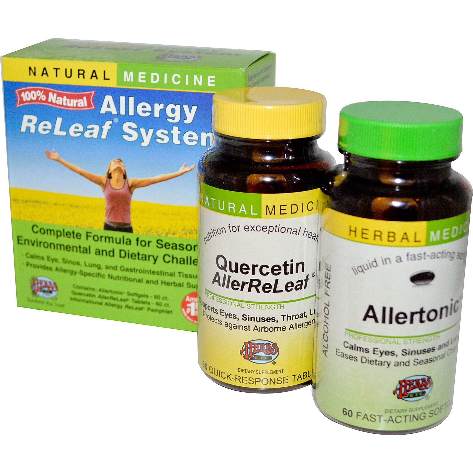Herbs Etc. Allergy ReLeaf System, 2 Bottles, 60 Softgels/Tablets
