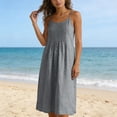 thumbnail image 4 of fheaev Women's Midi Dress Adjustable Spaghetti Strap Sleeveless Pleated Front Flowy for Casual Dark Gray XL, 4 of 9