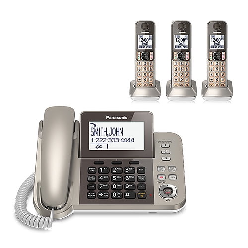 Cordless Phone w// DECT 6.0 Refurbished Panasonic KX-TGF382M 3 Handset Corded