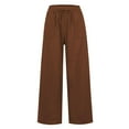 thumbnail image 5 of SWPZC Women's Linen Summer Palazzo Pants High Waist Flowy Wide Leg Beach Casual Pant Trousers With Pockets, 5 of 6