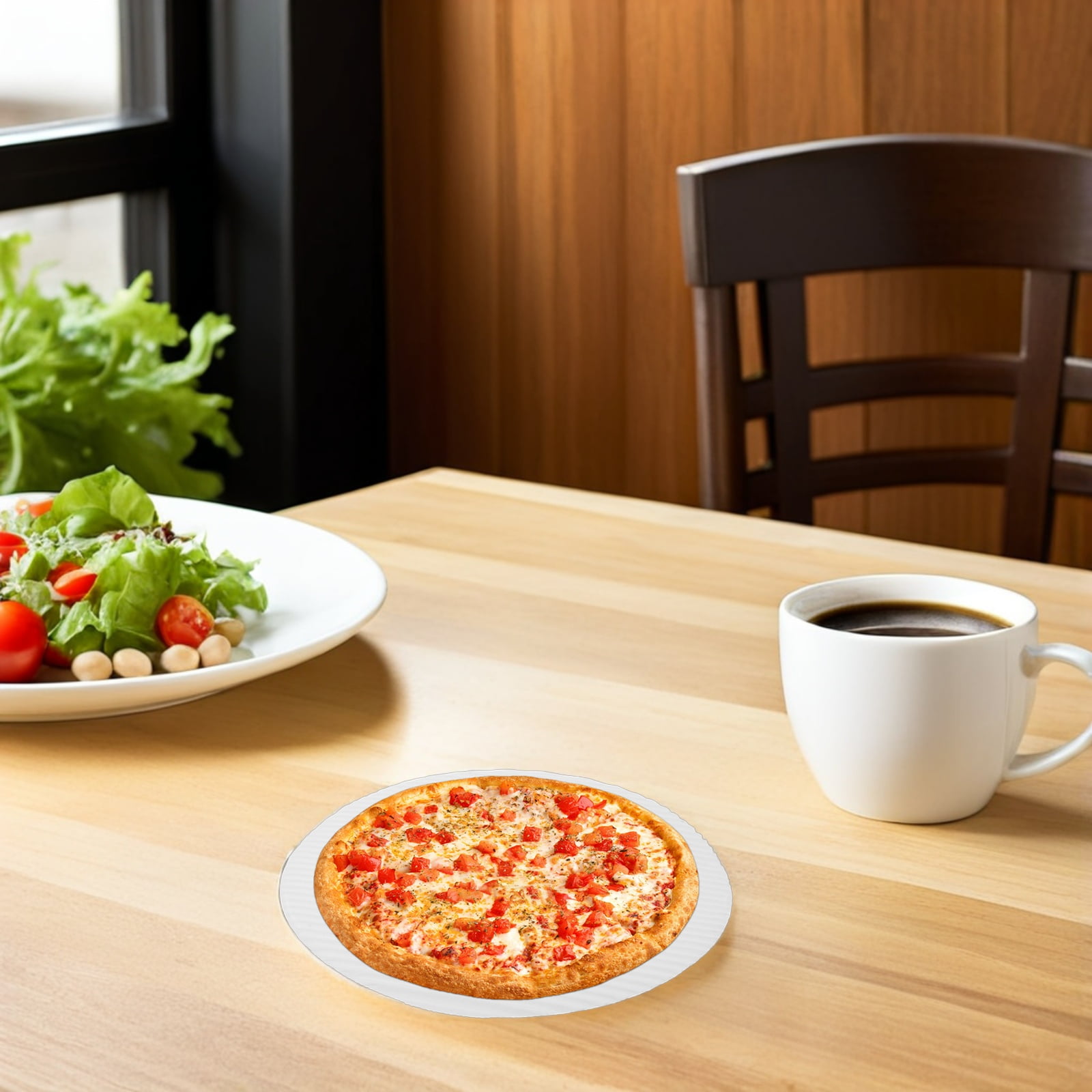 OUNONA 100Pcs Beige Corrugated Pizza Baking Paper Sheets Oil Proof and Heat Insulation Pizza Mat