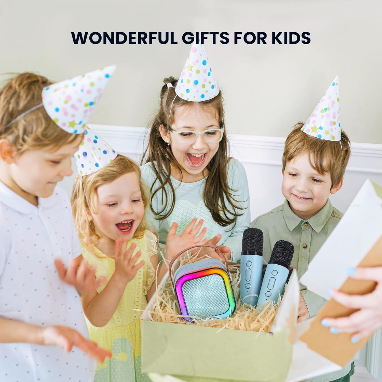 Mini Karaoke Machine for Kids Adults, Portable Bluetooth Karaoke Speaker with 2 Wireless Microphones for Kids Teens Adults, Ideal Gifts for Girls Boys Birthday Holiday Home Party (Pink)