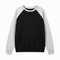 thumbnail image 6 of TKKCS Womens Raglan Crew Neck Sweatshirt Color Block Long Sleeve Pullover Loose Fit Casual Tops with Front Kangaroo Pocket Black L, 6 of 8