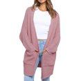 thumbnail image 1 of Suéter tejido Moda mujer suéter de punto Color sólido frente abierto de manga larga bolsillo suelto Casual Otoño Invierno cárdigan abrigo 1 1, 1 of 5