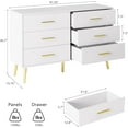 thumbnail image 2 of LYNSOM White Dresser for Bedroom, 6 Drawer Wood Double Dresser with Gold Handles, Modern Chest of Organizer Storage Drawers for Living Room, Hallway, Entryway, 2 of 9