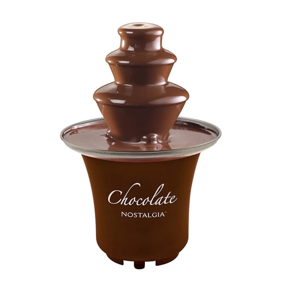 Nostalgia 3 Tier Chocolate Fountain, 8 oz Auger-Style Chocolate Fondue Fountain, Brown