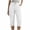 A White, variant on Womens Cargo Capris Pants Summer Solid Color With Elastic Waist Casual Fashion Half Shorts Pants Pocket