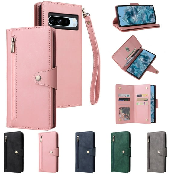 Wallet Card Zipper Flip Leather Case For Google Pixel 8 8A 8Pro Pixel 7A 7 7Pro Pixel 6 Pro 6A 5A 5XL 4XL 4A