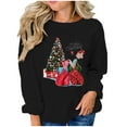 thumbnail image 2 of OKBOP Cropped Long Sleeve Tops for Women,Christmas Fashion Casual Long Sleeve Printed Ladies Sweatshirts Plus Size Blouses for Women White Sweatshirt, 2 of 5
