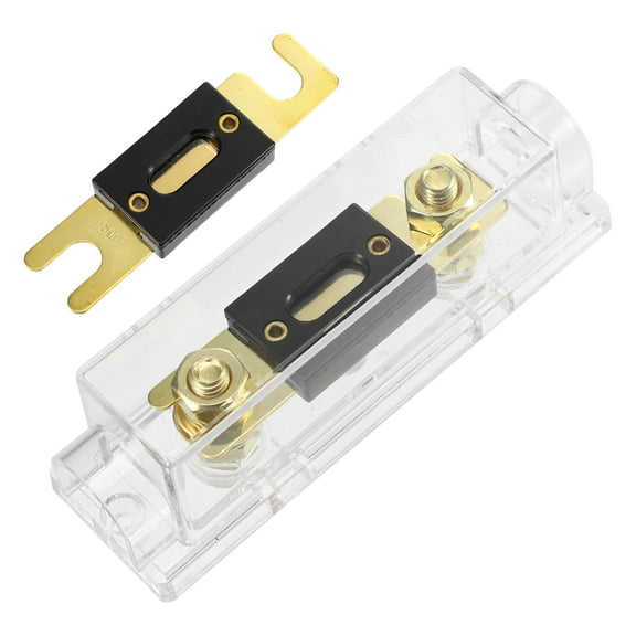 Unique Bargains 1 Set Car Audio 0 4 8 Gauge Inline ANL Fuse Holder Transparent Fuse Block with 2pcs 500A Fuse