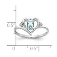 thumbnail image 3 of 14K White Gold Ring Band with Stones (03) March Aquamarine Oval Blue Diamond Round, Size 6, 3 of 5