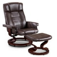 thumbnail image 4 of MCombo Swivel Recliner Chair with Wood Base and Ottoman, Faux Leather, 4 of 9