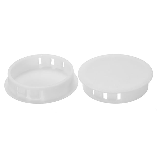 Tapones de agujero de plástico Uxcell de 40 mm 1.6", tipo empotrado, tapa redonda, bloqueo en el tubo de agujero, blanco 20 piezas
