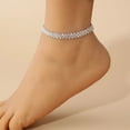 thumbnail image 2 of Primegos Women Anklet Irregular Rhombus Rhinestone Decor Adjustable Length Polished Lady Ankle Jewelry Ankle Chain Birthday Anniversaries Gift, 2 of 8