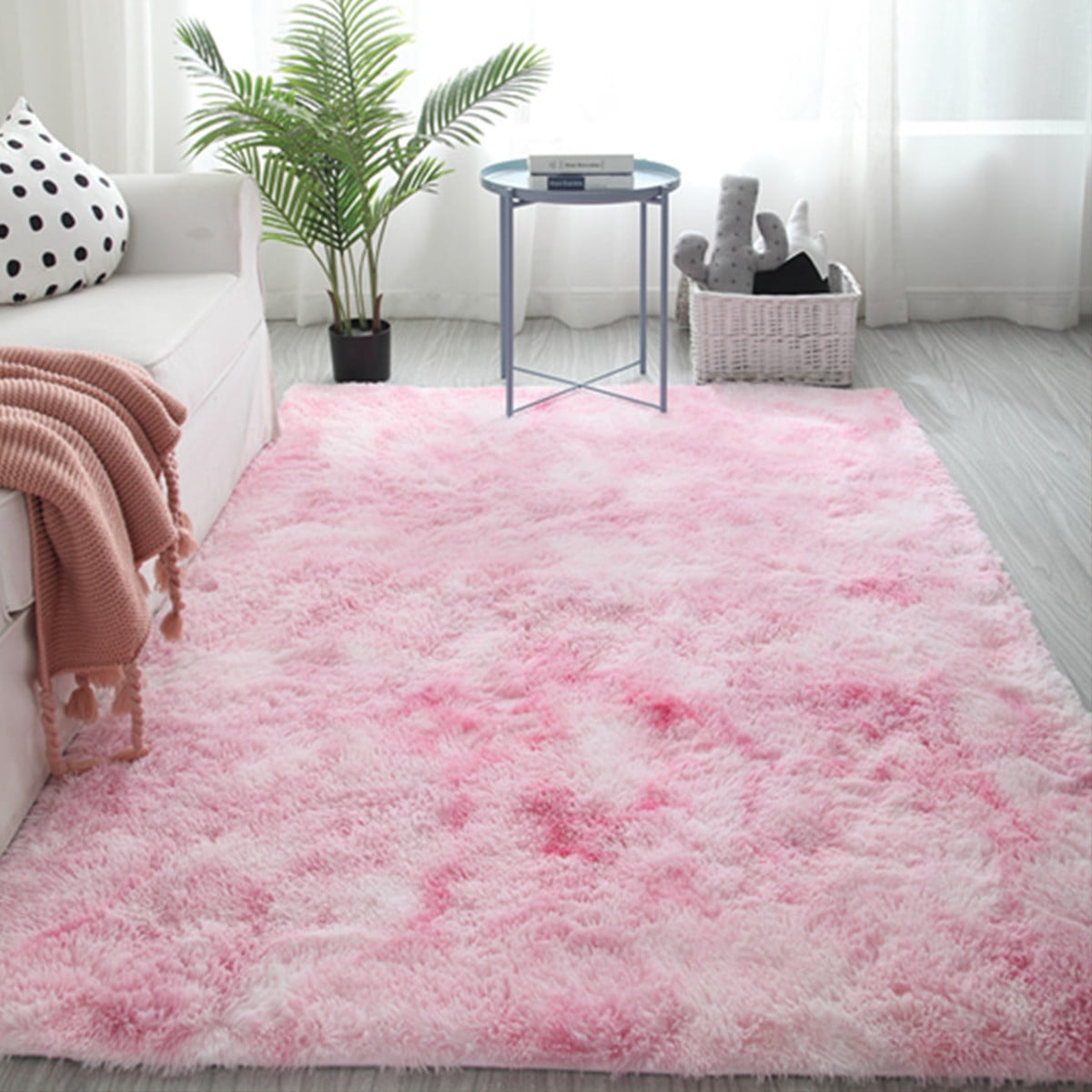 Pink Gy Fluffy Rugs Rug, Office Area Rugs