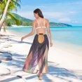 thumbnail image 7 of FORMRS Womens Long Sarong Beach Wrap Semi-Sheer Bikini Skirt Bathing Swimsuit Cover Up, Abstract Mountain, 7 of 7