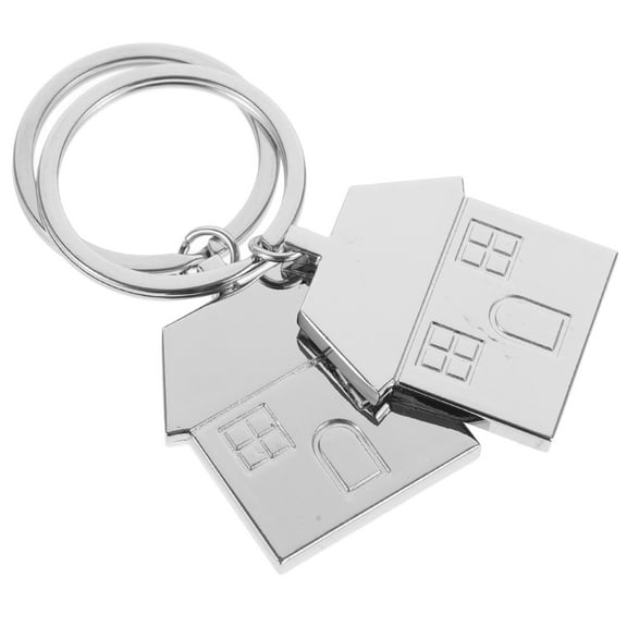 Masteelf  Matching Keychains Home Shaped House Decoration Warming Silver